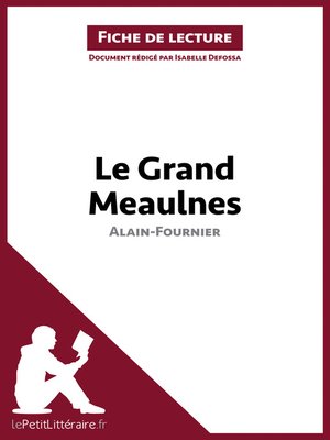 cover image of Le Grand Meaulnes de Alain-Fournier (Fiche de lecture)